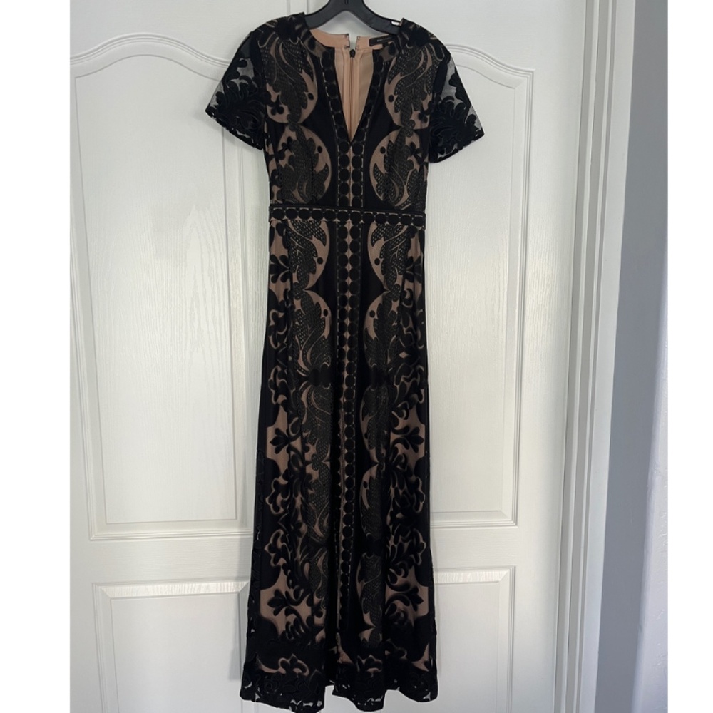 BCBGMaxAzria Black and Nude Lace Overlay Maxi Dress - Picture 2 of 7